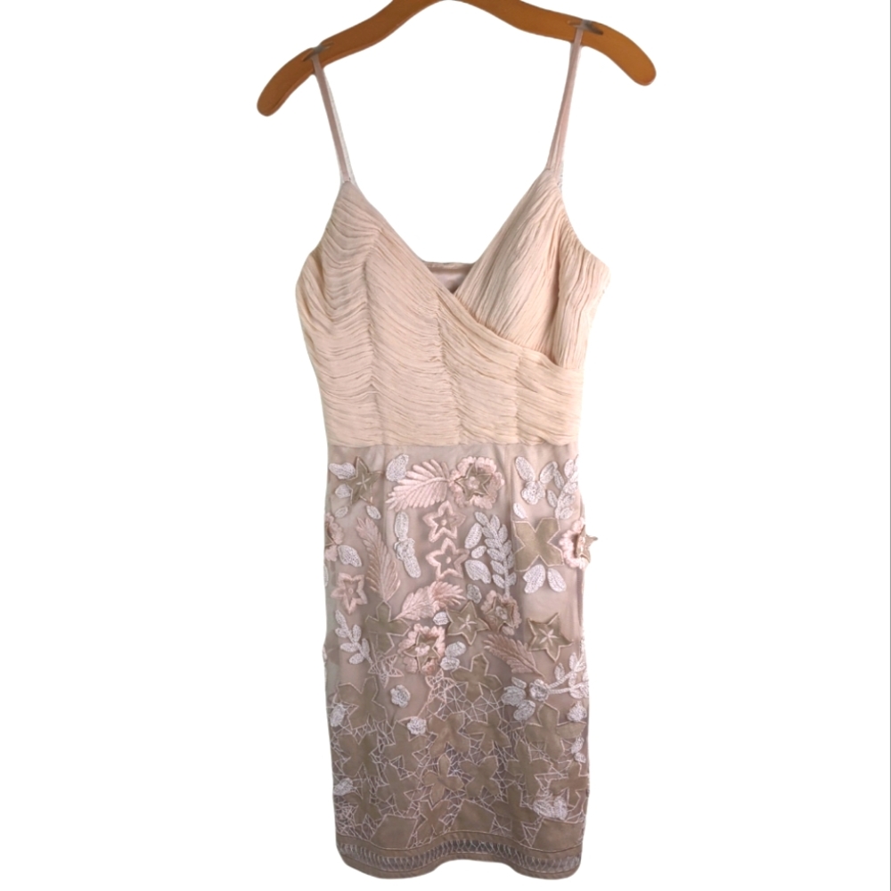Sue Wong Blush Embroidered Spaghetti-Strap Wedding Dress